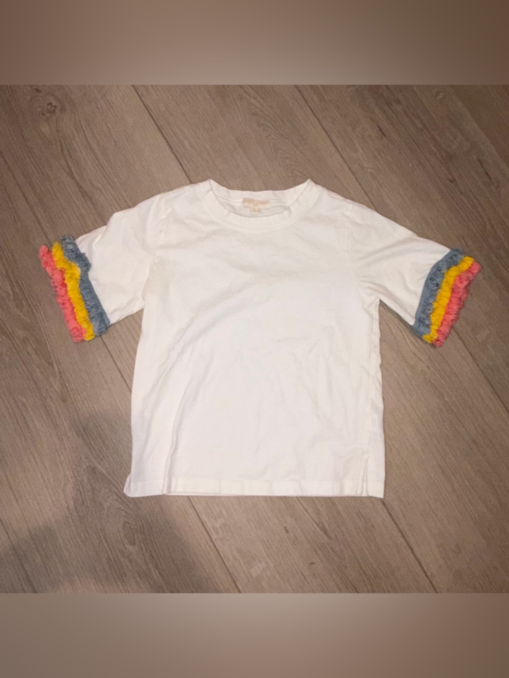 Kids White Tee with Colorful Ruffle Sleeves
